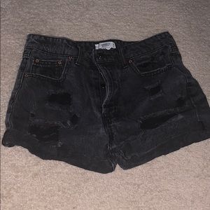 Black distressed shorts